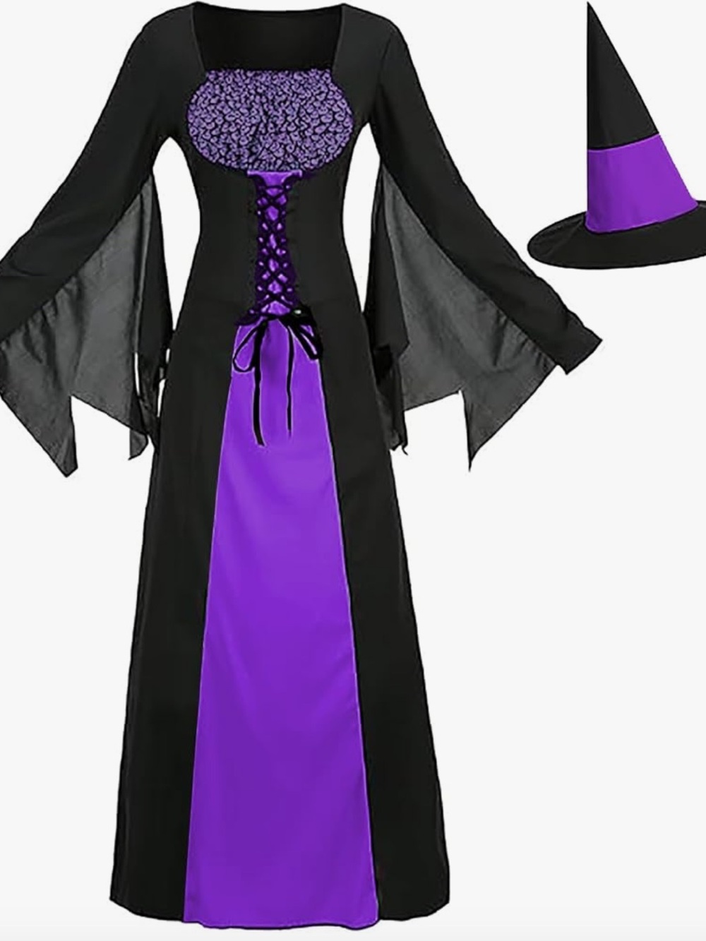Wish Purple and Black Gothic Witch Dress with Pointed Hat